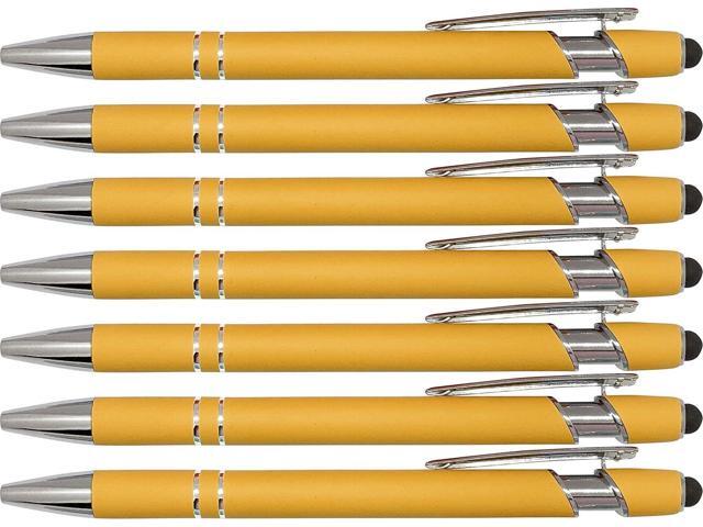 Rubberized Soft Touch Ballpoint Pen with Stylus Tip, Pastel Colors, Black Ink, Medium Point (Pastel Orange, 7 Pack)