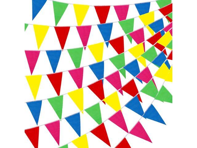 YGEOMER 300pcs Colorful Pennant Banner Flags, 375ft Multicolor Banners Carnival Decorations Supplies for Party Birthday and Shops Decorations