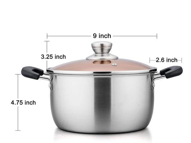 TeamFar Stock Pot 4qt, Stainless Steel Stock Soup Pasta Pot with Lid, Double Heatproof Handles, Non Toxic & Healthy, Easy Clean & Dishwasher Safe