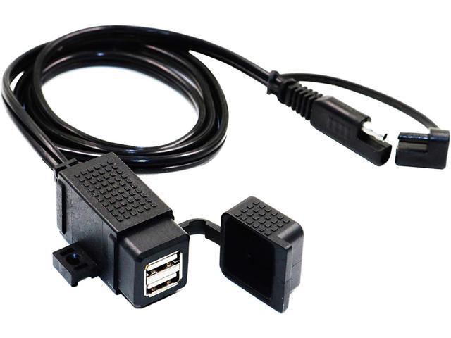 MOTOPOWER MP0609C 3.1Amp Waterproof Motorcycle Dual USB Charger Kit SAE to USB Adapter Cable Phone Tablet GPS Charger