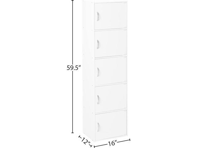 HODEDAH IMPORT Bookcase, White, 5 Door