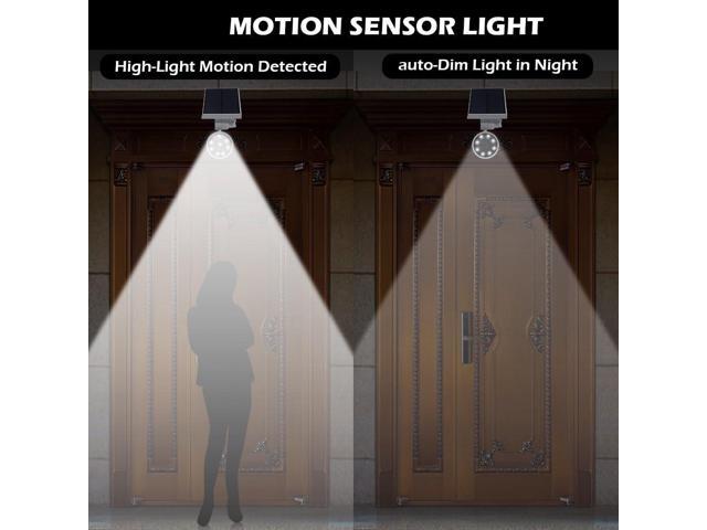 Solar Motion Sensor Lights Outdoor Waterproof Solar Motion Spot Lights for Outside Garden Patio Garage Deck Post, 2-Year 100% Free Warranty(Black 2...