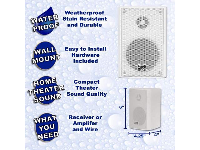 Acoustic Audio by Goldwood AA351W 2 Way High Performance Indoor Outdoor 500W Speakers with Powerful Bass (1 Pair, White)