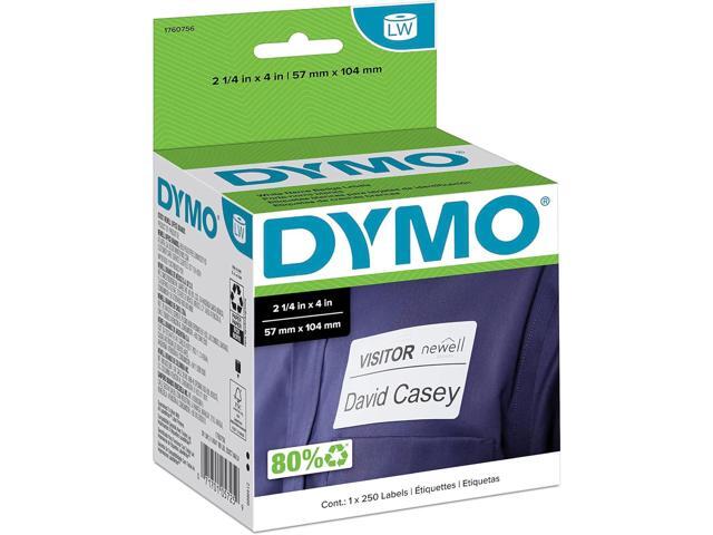 DYMO LW Self-Adhesive Name Badge Labels for LabelWriter Label Printers, White, 2-1/4'' x 4'', 1 roll of 250 (1760756)