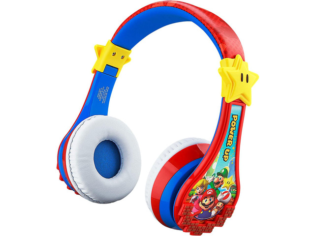 eKids Super Mario Wireless Bluetooth Portable Kids Headphones with Microphone, Volume Reduced to Protect Hearing Rechargeable Battery, Adjustable...