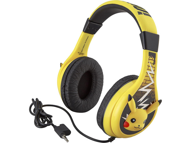 eKids Pokemon Pikachu Wired Kids Headphones, Adjustable, Stereo Sound, 3.5Mm Jack, Tangle-Free, Volume Control, Children's Headband On Ear for...