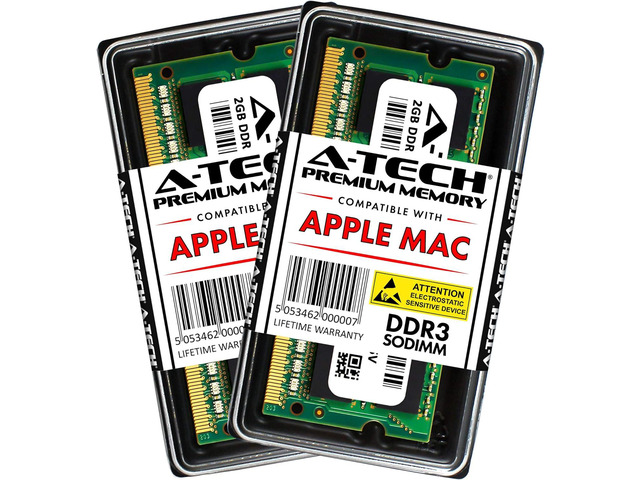 A-TECH for Apple 4GB Kit (2X 2GB) DDR3 1067MHz / 1066MHz PC3-8500 SODIMM Memory RAM Upgrade for MacBook, MacBook Pro, iMac, Mac Mini - (Late 2008,...