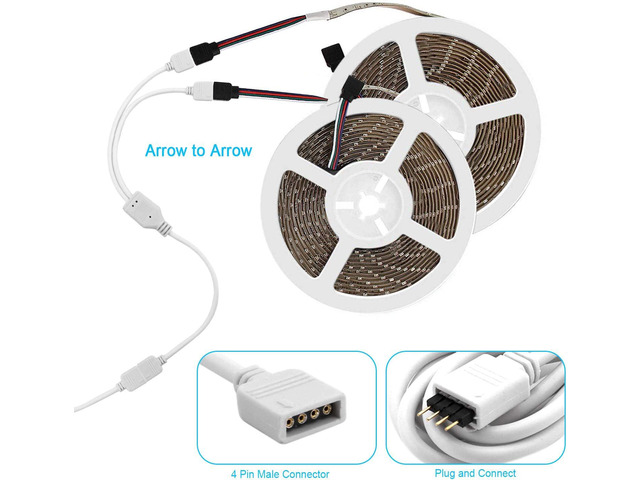 4Pin RGB LED Strip Connector Kit - Include 5050 2 Way RGB Splitter Cable, 6.6feet RGB Extension Cable, RGB Controller Jumper, LED RGB Jumper, L and...