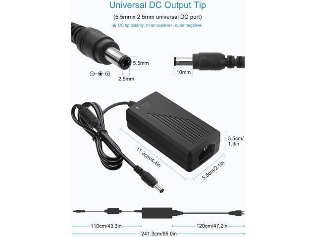 ALITOVE 12V Power Supply 5A 12 Volt DC 60W Power Adapter 100~240V AC to DC 12V Converter 5amps 4A 3A Low Voltage Transformer LED Driver with 5.5 x...
