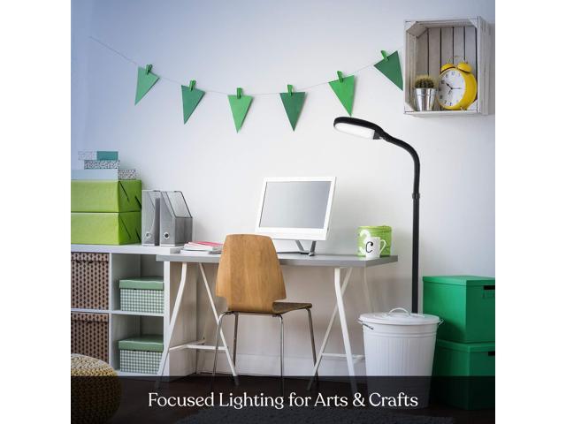 Brightech Litespan - Bright LED Floor Reading Lamp for Over Chair Crafts and Reading, Estheticians' Light for Lash Extensions, Adjustable Standing...
