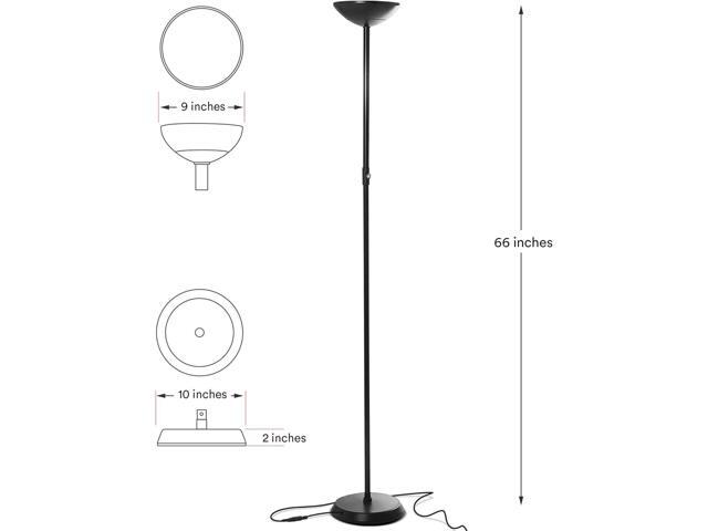 Brightech SkyLite LED Floor lamp, Torchiere Super Bright Floor Lamp for Living Rooms & Offices - 3 Way Dimmable Tall Lamp, High Lumen Standing Pole...