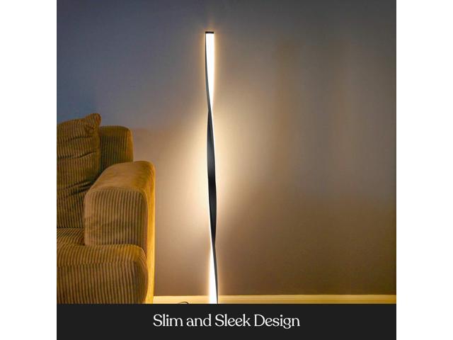Brightech Helix LED Floor lamp, Bright Floor Lamp for Living Rooms & Bedrooms, 48' Tall Pole Lamp, Dimmable Standing Lamp - Black