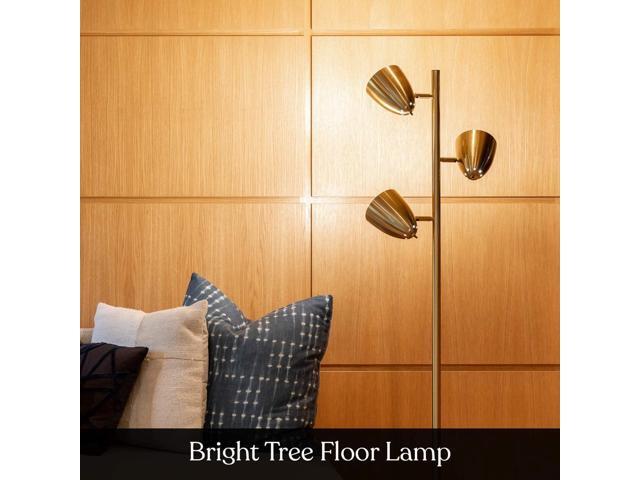 Brightech Jacob LED Standing Lamp, Modern Bright Floor Lamps for Living Rooms & Bedrooms, Tall LED Lighting Lamp with Adjustable 3 Light Tree ...