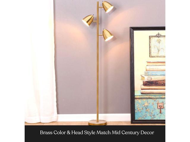 Brightech Jacob LED Standing Lamp, Modern Bright Floor Lamps for Living Rooms & Bedrooms, Tall LED Lighting Lamp with Adjustable 3 Light Tree ...