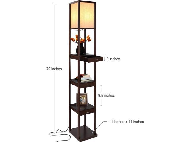 Brightech Maxwell Drawer Edition - Modern Shelf Floor Lamp with Drawer - Corner Display Floor Lamps with Shelves for Living Room, Bedroom and...