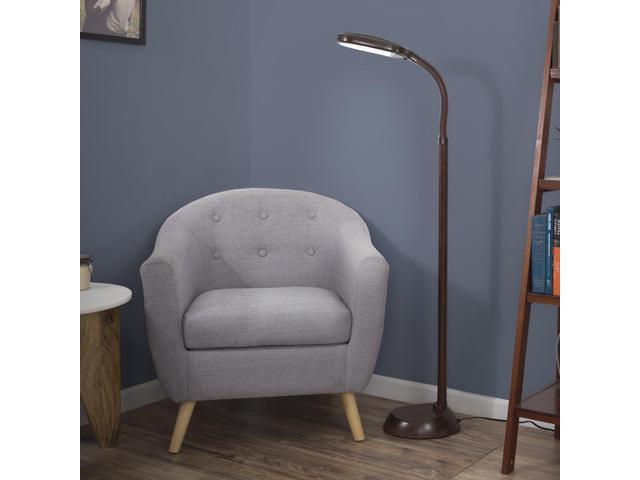 Lavish Home 72-1438 Brown Floor Full Spectrum Natural Sunlight Lamp with Bendable Neck-Reading, Craft, and Esthetician Light Woodgrain, 62.5'