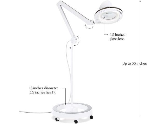 Brightech LightView Pro Magnifying Glass with Light and Stand, Magnifying Floor Lamp with a 6-Wheel Rolling Base for Facials, Lash Estheticians,...