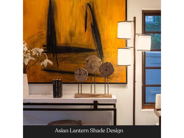 Brightech Liam Tall Tree Lamp with Asian Lantern Shade for Living Rooms and Offices - Standing Lamp with 3 LED Bulbs for Bedroom Reading - Bronze