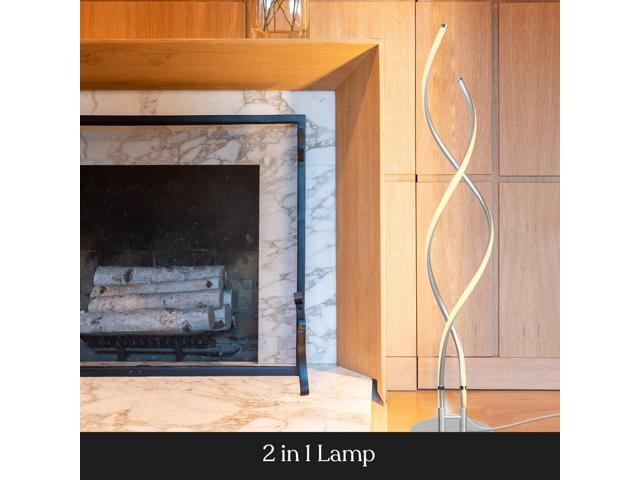 Brightech Embrace Dimmable LED Floor Lamp Modern Spiral Adjustable Standing Lamp for Living Rooms & Offices 2-in-1 Tall End Table Lamp for...