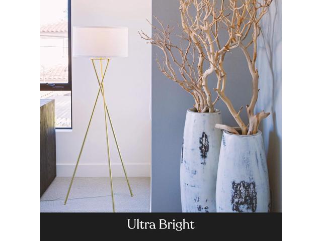 Brightech Jaxon LED Floor lamp, Modern Lamp for Living Rooms & Offices, Tall Lamp with Contemporary Drum Shade, Gold Tripod Standing Lamp for...
