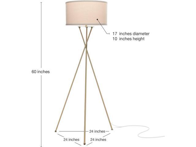 Brightech Jaxon LED Floor lamp, Modern Lamp for Living Rooms & Offices, Tall Lamp with Contemporary Drum Shade, Gold Tripod Standing Lamp for...