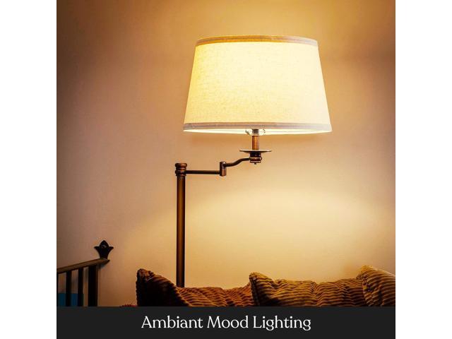 Brightech Caden LED Floor Lamp - Tall Standing Lamp with Swing Arm for Living Rooms & Offices - Industrial Bronze