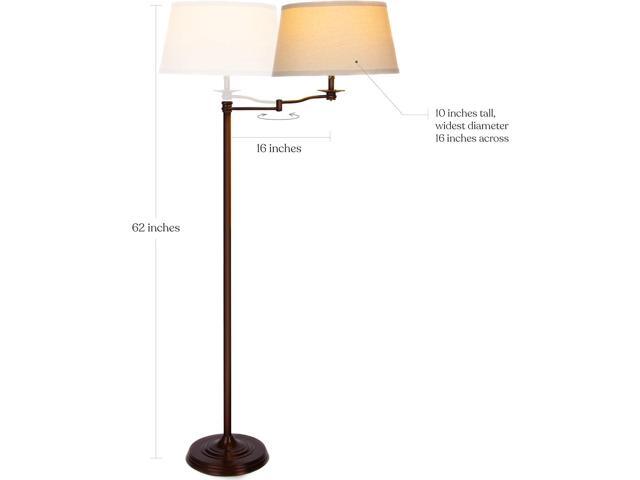 Brightech Caden LED Floor Lamp - Tall Standing Lamp with Swing Arm for Living Rooms & Offices - Industrial Bronze