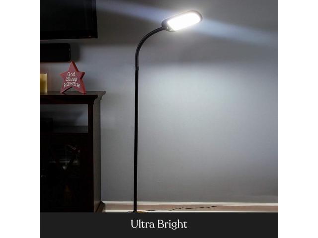 Brightech Litespan Slim LED Floor Lamp - Modern Reading Light Over Chair for Living Rooms & Offices, Tall With Adjustable Gooseneck, Crafts Work...