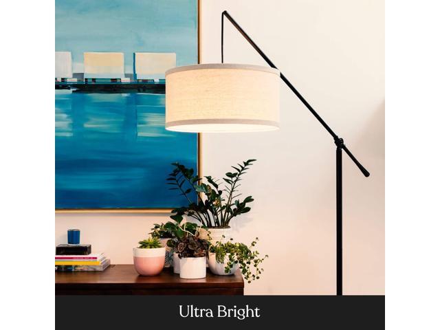 Brightech Hudson 2 - LED Floor lamp, Tall Lamp with Sturdy Base, Contemporary Arc Lamp for Living Rooms & Offices, Great Living Room Décor, Mid...
