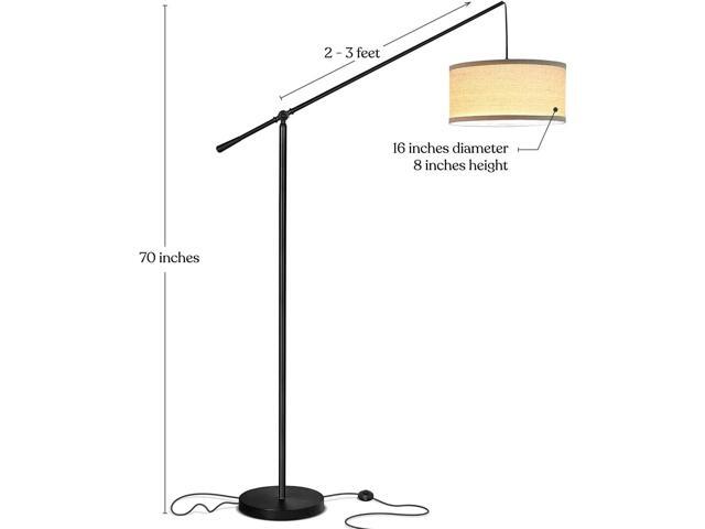 Brightech Hudson 2 - LED Floor lamp, Tall Lamp with Sturdy Base, Contemporary Arc Lamp for Living Rooms & Offices, Great Living Room Décor, Mid...