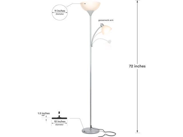 Brightech Sky Dome Plus LED Floor lamp, Torchiere Super Bright Floor Lamp with Reading Lamp for Living Rooms & Offices - Dimmable Tall Standing...