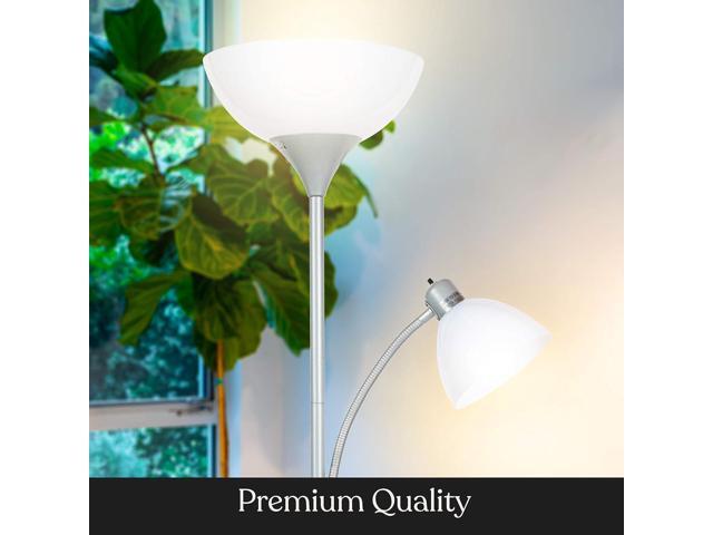 Brightech Sky Dome Plus LED Floor lamp, Torchiere Super Bright Floor Lamp with Reading Lamp for Living Rooms & Offices - Dimmable Tall Standing...