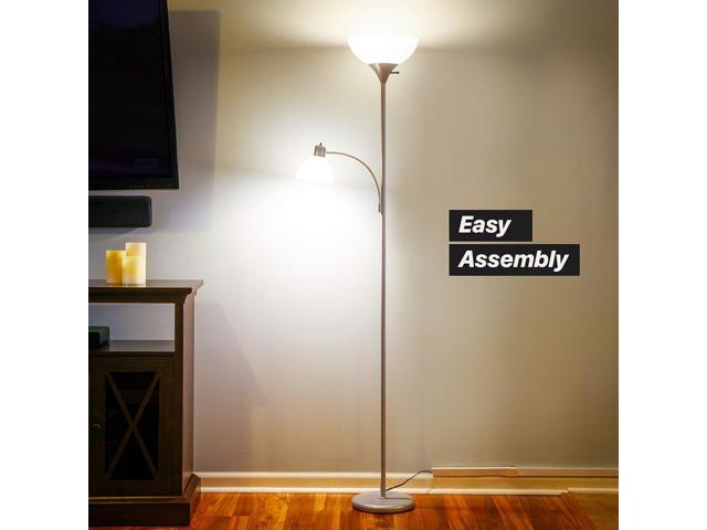 Brightech Sky Dome Plus LED Floor lamp, Torchiere Super Bright Floor Lamp with Reading Lamp for Living Rooms & Offices - Dimmable Tall Standing...
