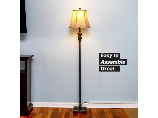 Brightech Sophia LED Floor Lamp, Tall Mid-Century Modern Lamp with Bell Shape Fabric Shade, Great for Bedroom & Living Room Decor - Bronze