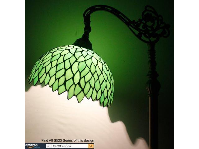 WERFACTORY Tiffany Lamp Floor Green Wisteria Stained Glass Arched Lamp 12X18X64 Inches Gooseneck Adjustable Corner Standing Reading Light Decor...