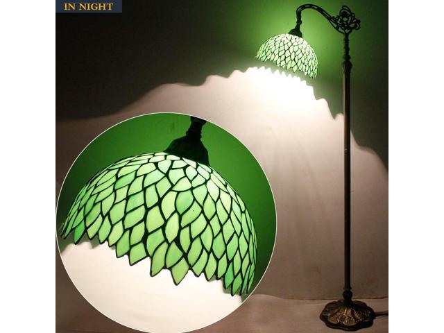 WERFACTORY Tiffany Lamp Floor Green Wisteria Stained Glass Arched Lamp 12X18X64 Inches Gooseneck Adjustable Corner Standing Reading Light Decor...