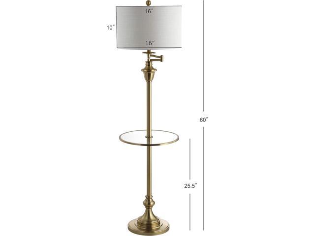 JONATHAN Y JYL3055A Cora 60' Metal/Glass LED Side Table and Floor Lamp Contemporary,Transitional for Bedrooms, Living Room, Office, Reading, Brass