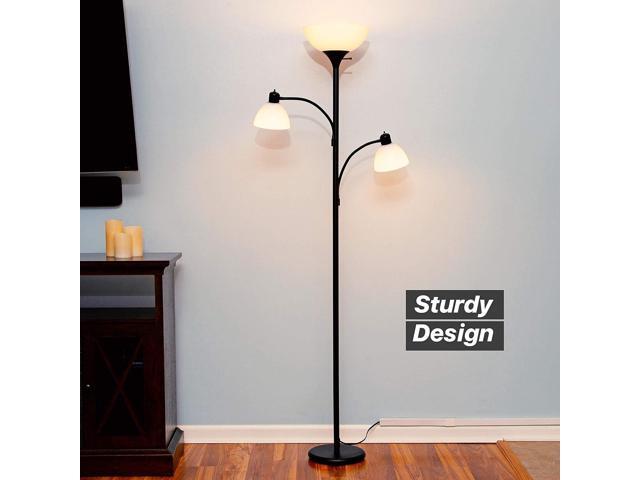 Brightech Sky Dome Double LED Floor lamp, Torchiere Super Bright Floor Lamp with 2 Reading Lamps for Living Rooms & Offices - Dimmable Tall...