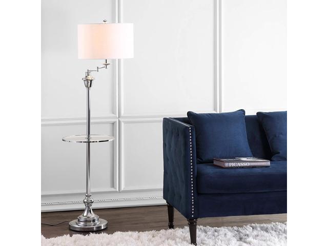 JONATHAN Y JYL3055B Cora 60' Metal/Glass LED Side Table and Floor Lamp Contemporary,Transitional for Bedrooms, Living Room, Office, Reading, Chrome