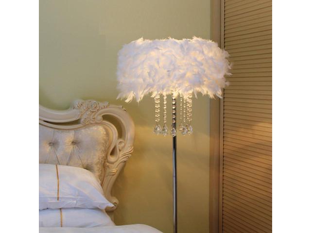 Hsyile Lighting KU300180 Modern and Simple Crystal Floor Lamp Home Lighting for Living Room Bedroom, Lampshade White,3 Lights