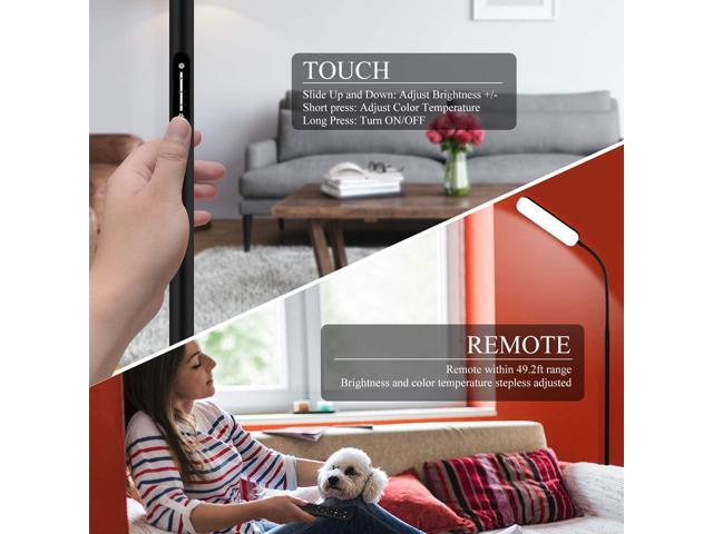Floor Lamp -WioMio Led Floor Lamp with Remote and Touch Control for Stepless Dimmer & Temperatures, Harmless Light for Eye-caring, Adjustable...