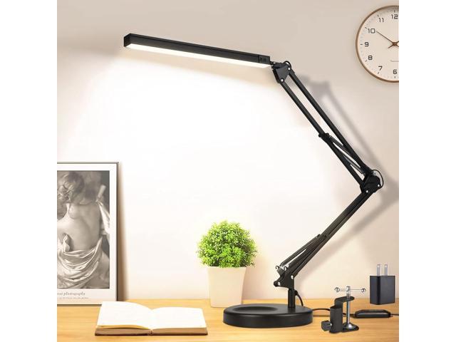 Photos - Chandelier / Lamp NOEL space LED Desk Lamp with Clamp and Round Base, Eye Caring Table Lamp with Swing 