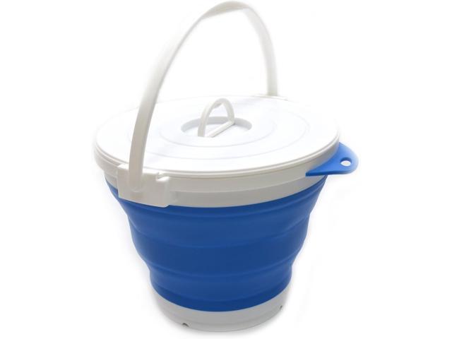 SAMMART 10L (2.64Gallon) Collapsible Fishing Bucket with Locking Lid - Foldable Round Tub - Portable Plastic Water Pail - Space Saving Outdoor...