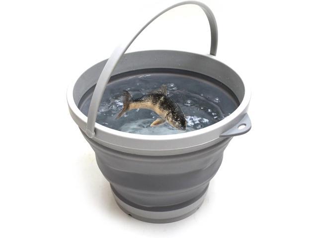 SAMMART 7L (1.8 gallon) Set of 2 Collapsible Plastic Bucket - Foldable Round Tub - Portable Fishing Water Pail - Space Saving Outdoor Waterpot,...
