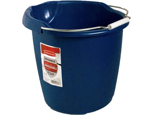 Rubbermaid Commercial Products 15QT Round Bucket, Blue, Comfortable/Durable Pour Handle, Sturdy Pail Bucket for Household Cleaning/Mopping