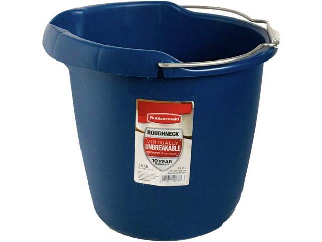 Rubbermaid Commercial Products 15QT Round Bucket, Blue, Comfortable/Durable Pour Handle, Sturdy Pail Bucket for Household Cleaning/Mopping