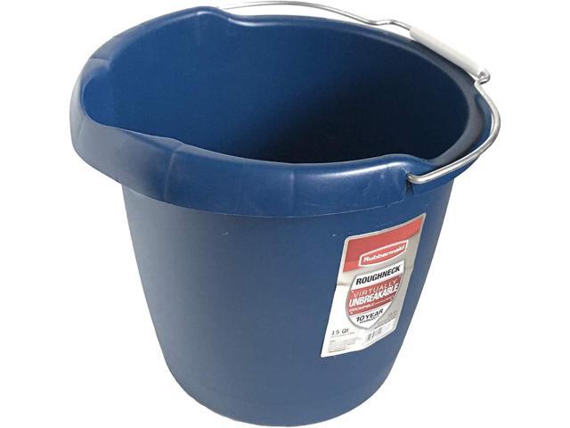 Rubbermaid Commercial Products 15QT Round Bucket, Blue, Comfortable/Durable Pour Handle, Sturdy Pail Bucket for Household Cleaning/Mopping