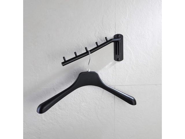 JQK Folding Clothes Hanger Rack, Stainless Steel Swing Arm Hook Holder, Clothing Hanging System Drying Closet Storage Organizer Matte Black Wall...