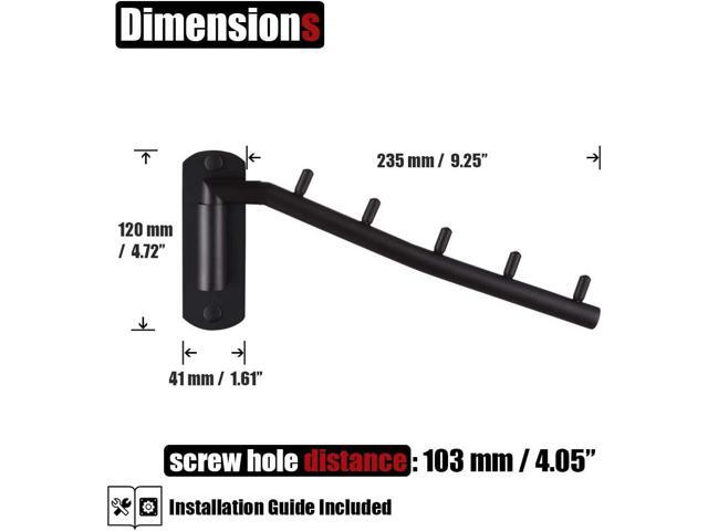 JQK Folding Clothes Hanger Rack, Stainless Steel Swing Arm Hook Holder, Clothing Hanging System Drying Closet Storage Organizer Matte Black Wall...