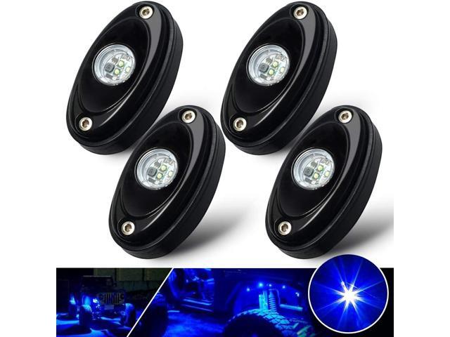 4 Pods LED Rock Light Kit Blue LED Neon Lights for Jeep Car UTV ATV SUV Off Road Boat Under Glow Lamp Truck Bed Lighting Waterproof
